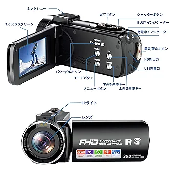 4K 高画質 ビデオカメラ ウェブカメラ 270度回転 バッテリー リモコン付き Amazon | ビデオカメラ 4K【ライト付き】 YouTubeカメラ3.0
